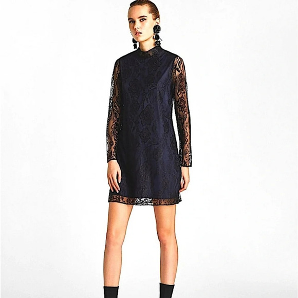 Zara Lace Overlay Mini Dress - Picture 1 of 8